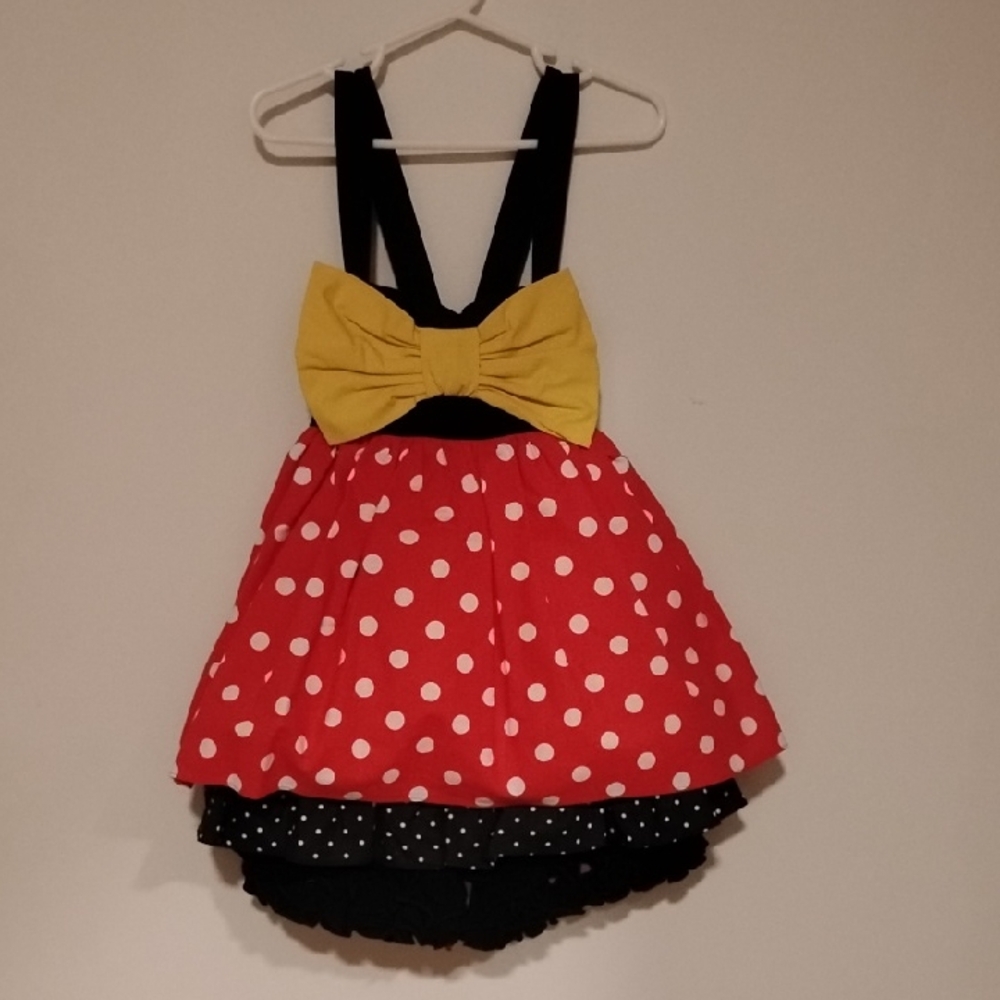 Serendipity Red Polka Dot Dress with Yellow Bow and Short Set